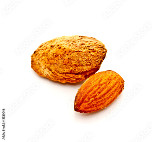 almond nuts on white background