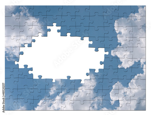 Imagine or blue sky business solution concept - jigsaw