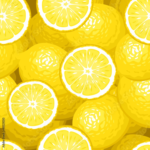 Seamless background with lemons. Vector illustration.