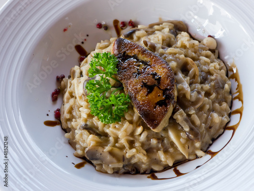 Risotto with mushroom and foie gras