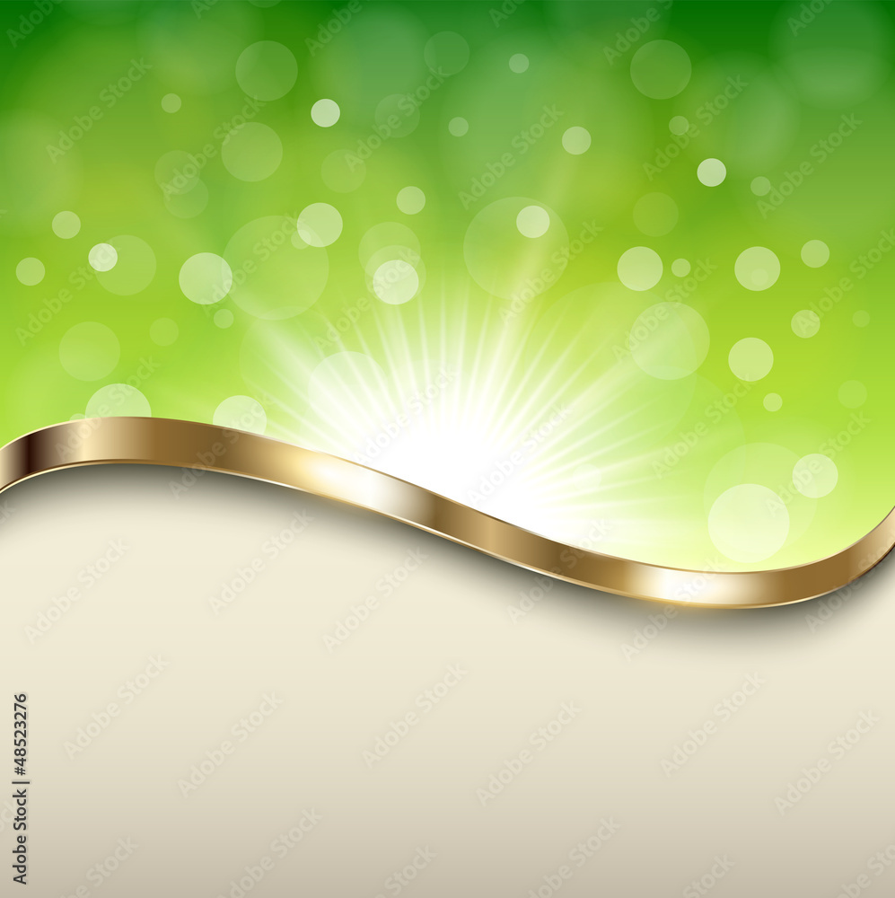 Abstract green background with gold wave Stock Vector | Adobe Stock