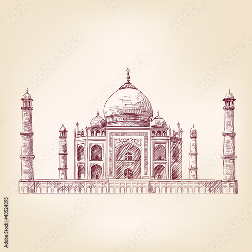 Taj Mahal, India vector illustration