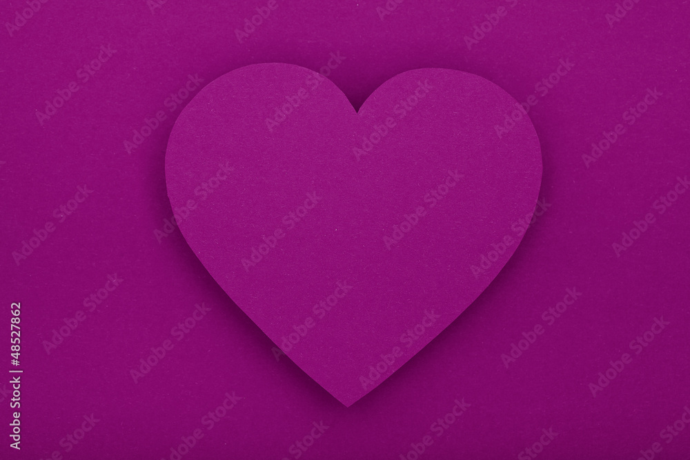 purple paper heart with shadow