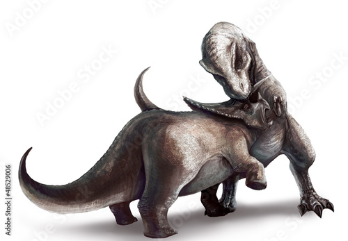 Tyrannosaurus is fighting Triceratops © 9'63 Creation