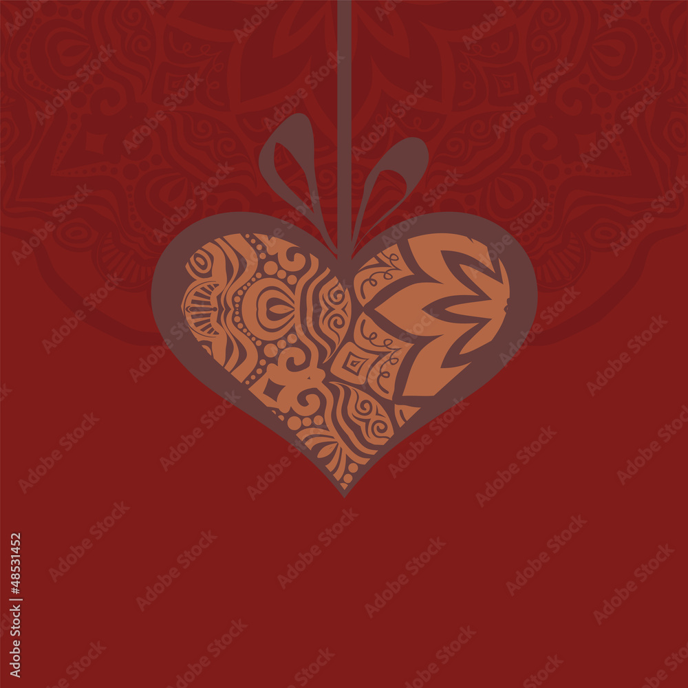 card with a heart gift and creative design elements