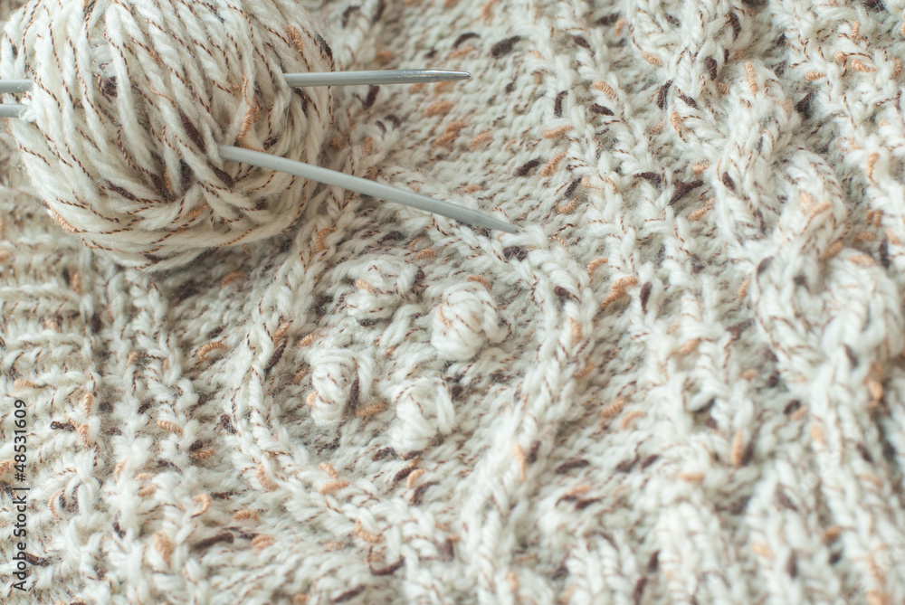 Detail of woven handicraft knit sweater Detail of woven handicraft knit sweater
