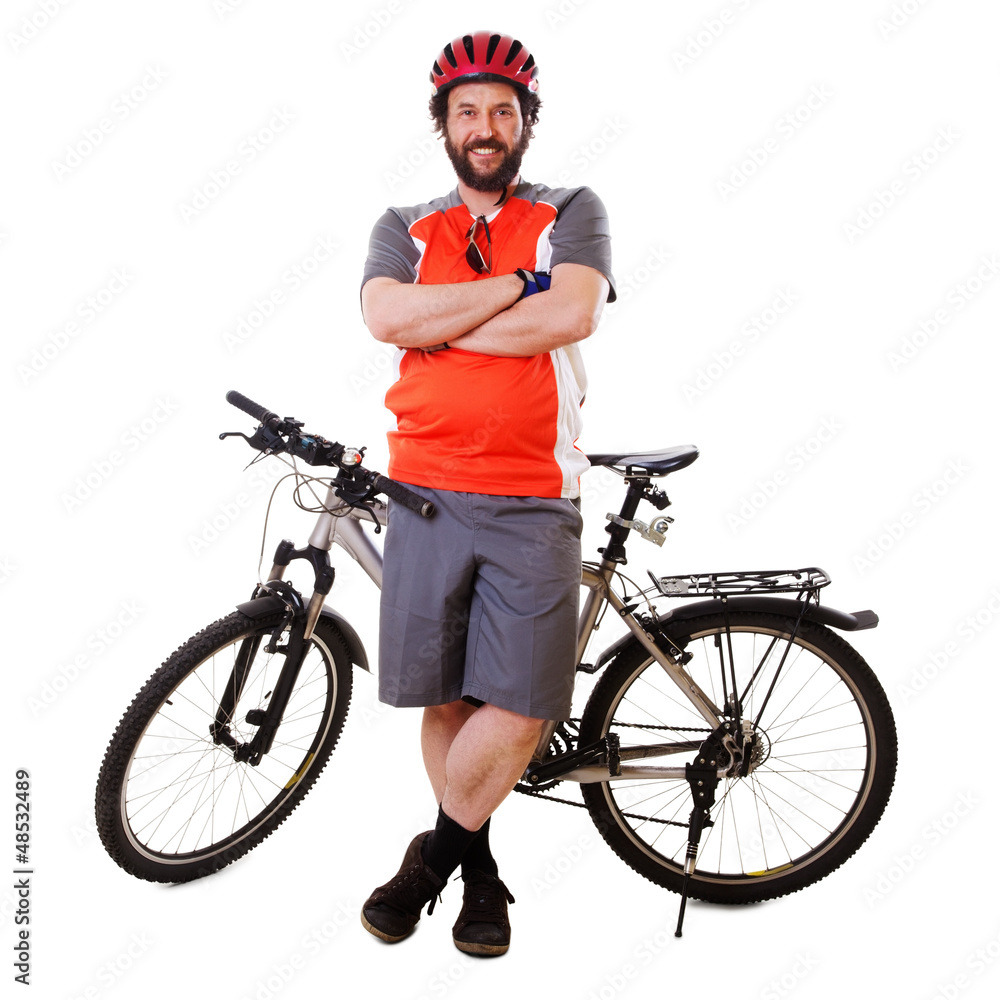 Obraz premium Bearded Mountain Biker Smiling (isolated)