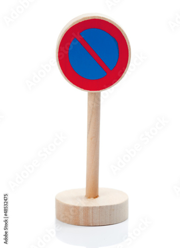 Wooden toy sign: Parking restricted photo