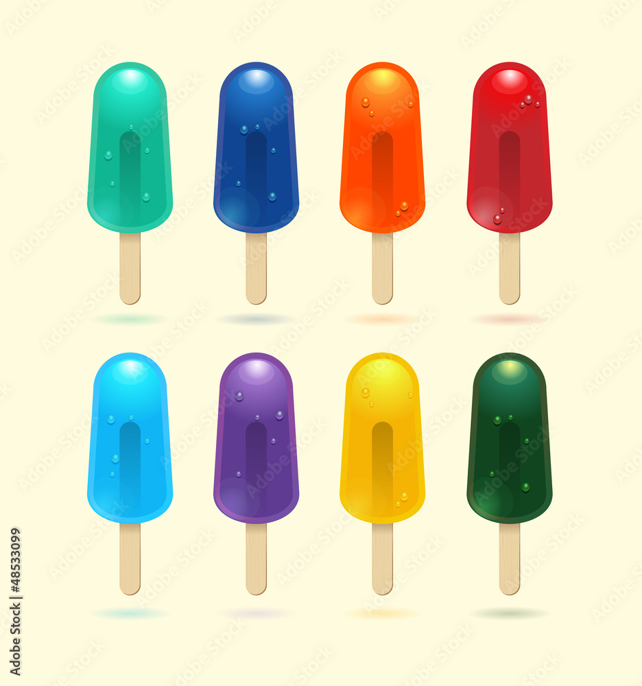 colorful popsicle ice-cream cards isolated colorful popsicle ice-cream cards isolated