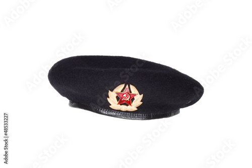 Black beret - soviet army military forces uniform hat