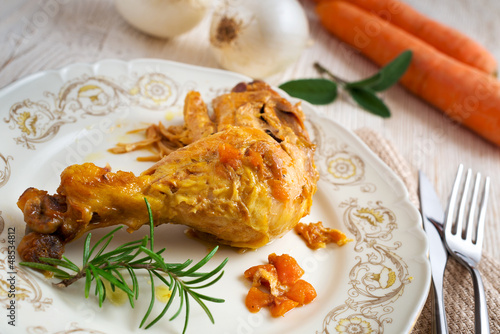 Tableau sur toile stewed chicken - pollo in umido