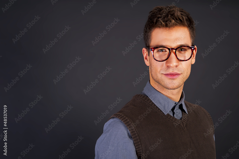 Man in brown sweter with smile Man in brown sweter with smile
