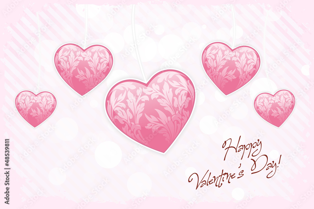 Happy Valentines Day Card with Hearts