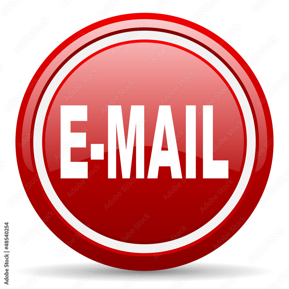 mail red glossy icon on white background mail red glossy icon on white background