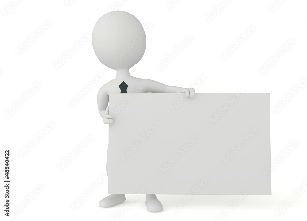 3d humanoid character hold a signboard 3d humanoid character hold a signboard