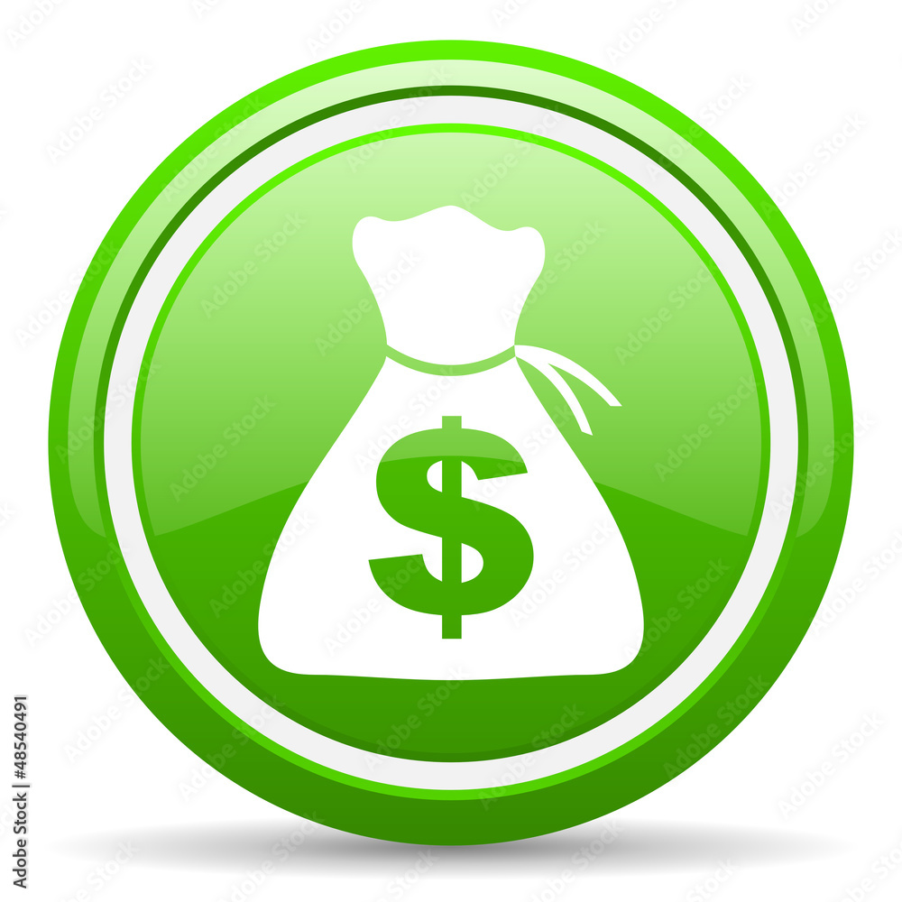 money green glossy icon on white background money green glossy icon on white background