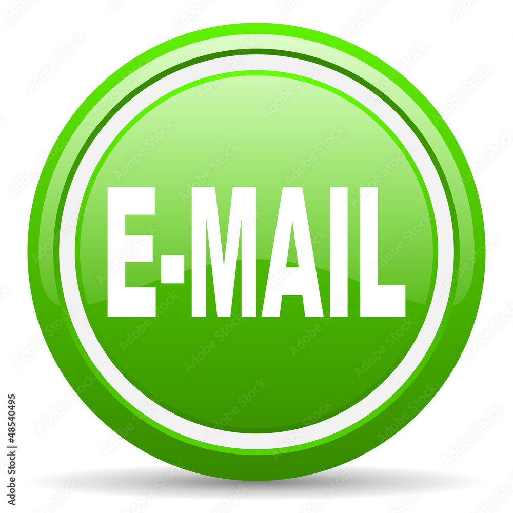 mail green glossy icon on white background mail green glossy icon on white background