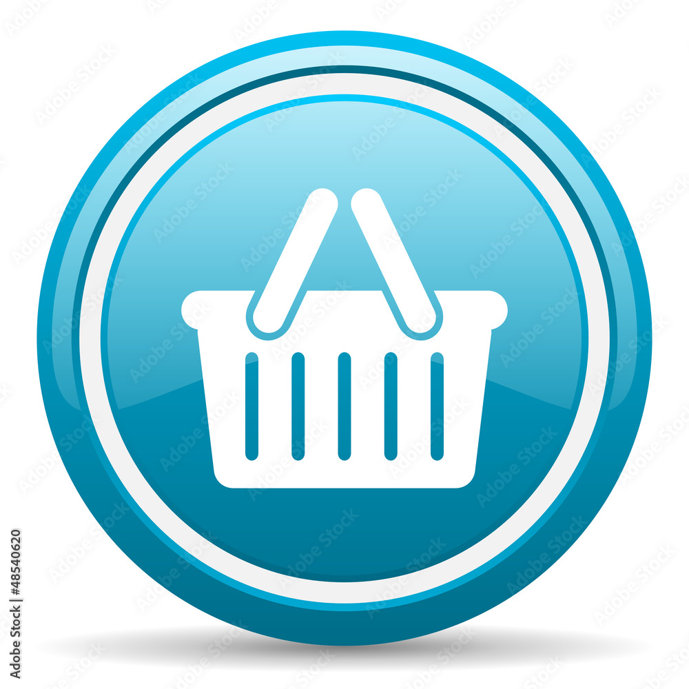 shopping cart blue glossy icon on white background shopping cart blue glossy icon on white background