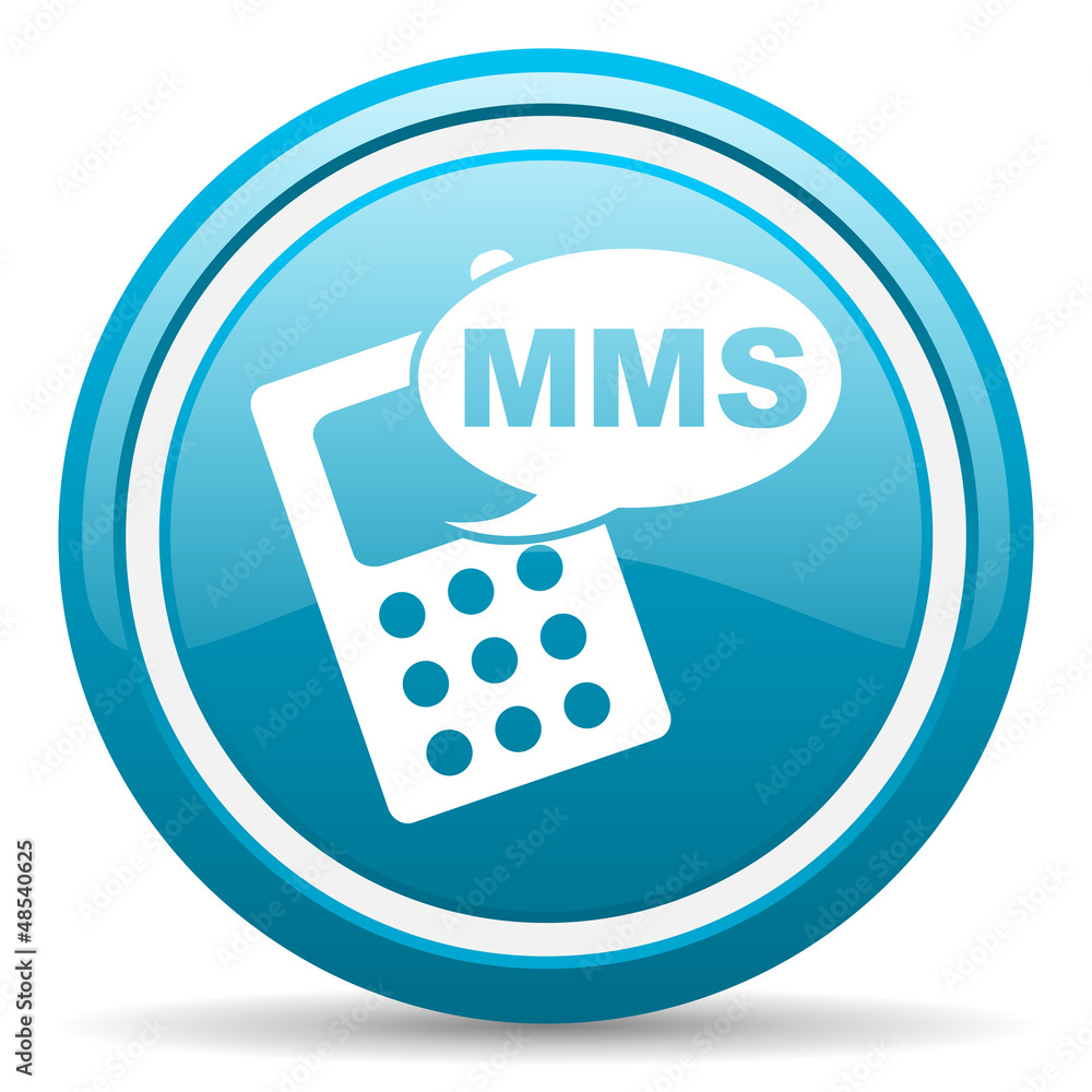 mms blue glossy icon on white background mms blue glossy icon on white background