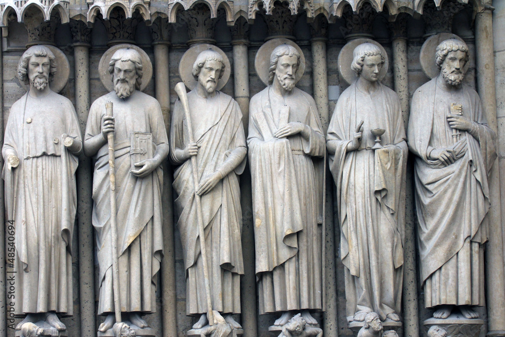 Saint Bartholomew, Simon, James, Andrew, John, and Peter. Saint Bartholomew, Simon, James, Andrew, John, and Peter.