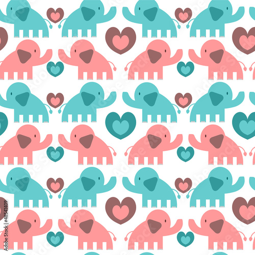 Seamless pattern with cute elephants