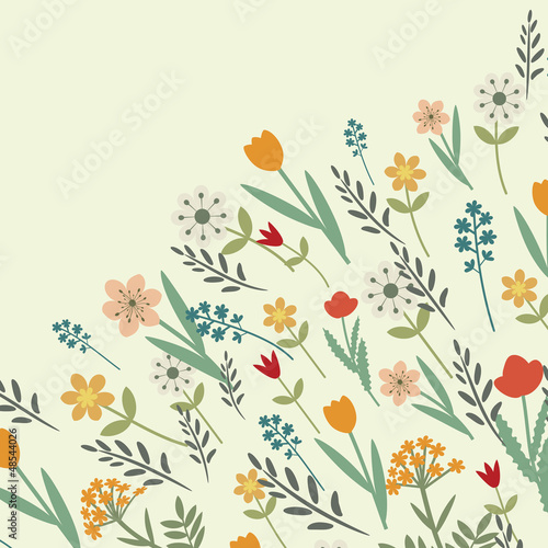 Floral card with multicolored flowers