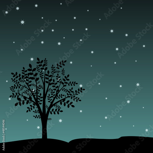 Tree and night landscape © elyomys
