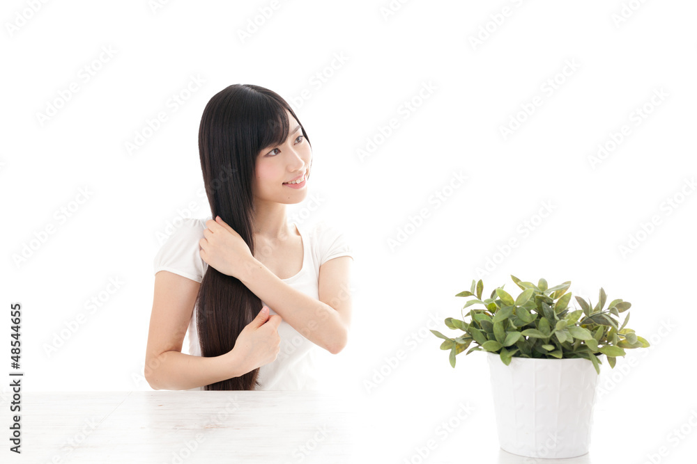 attractive asian woman on white background attractive asian woman on white background