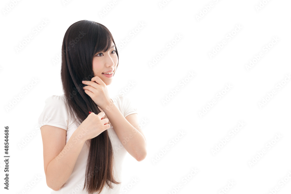 attractive asian woman on white background attractive asian woman on white background