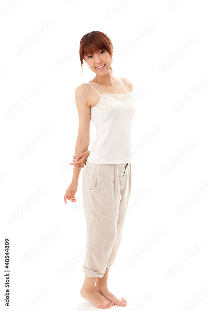 attractive asian woman on white background attractive asian woman on white background