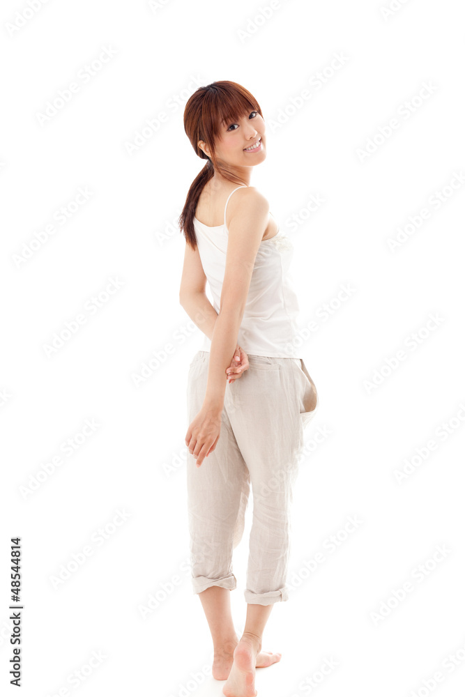 attractive asian woman on white background attractive asian woman on white background