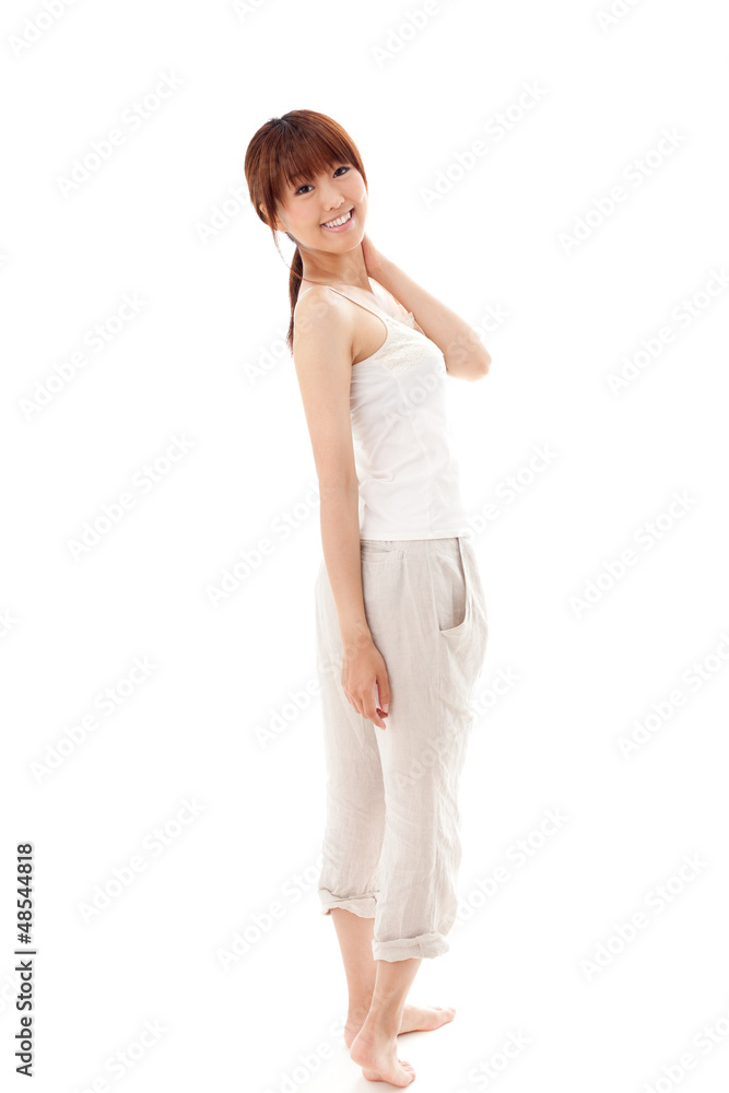 attractive asian woman on white background attractive asian woman on white background