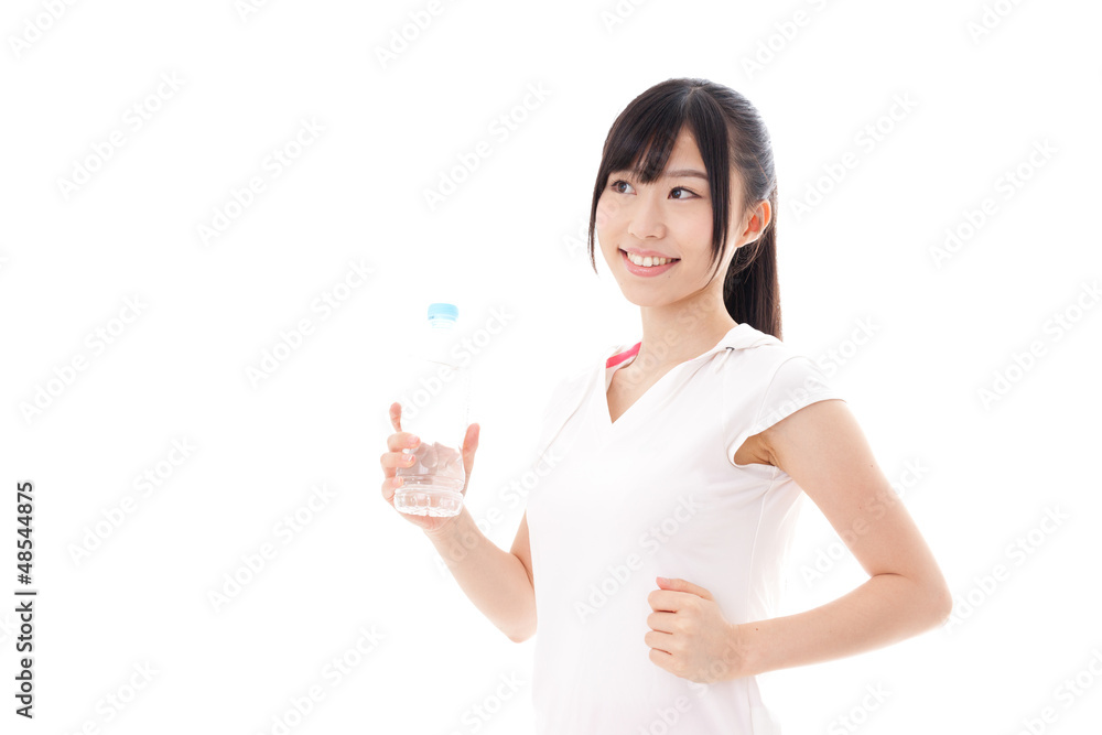 attractive asian woman jogging on white background attractive asian woman jogging on white background