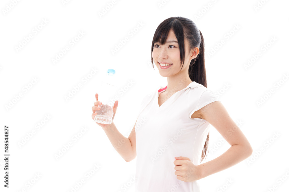 attractive asian woman jogging on white background attractive asian woman jogging on white background