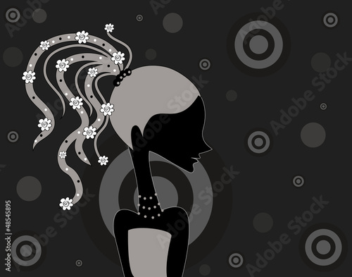 Abstract background with girl silhouette
