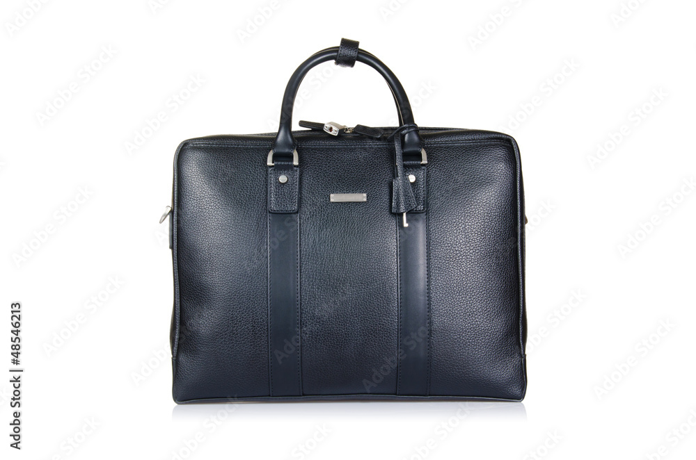 Black leather briefcase isolated on the white Black leather briefcase isolated on the white