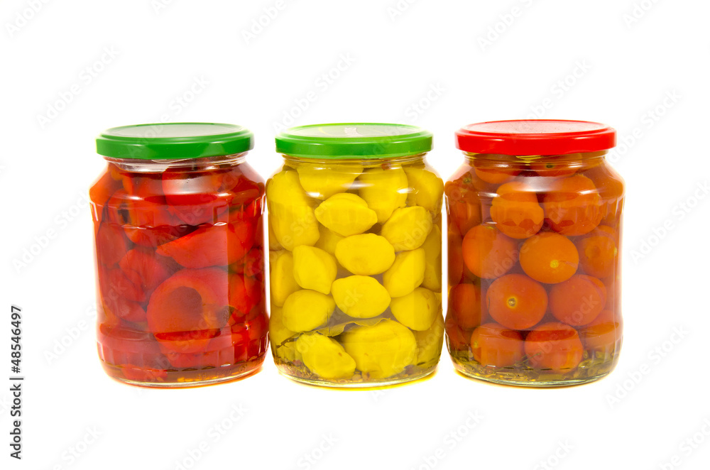 potted vegetables in glass pots isolated on white potted vegetables in glass pots isolated on white