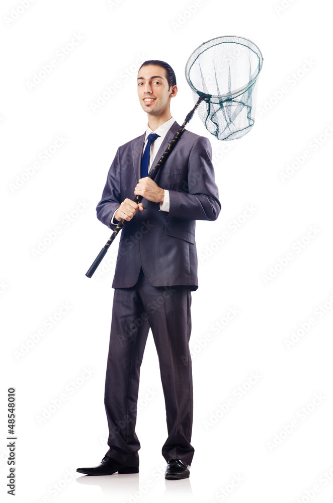 Businessman in business concept with net Businessman in business concept with net