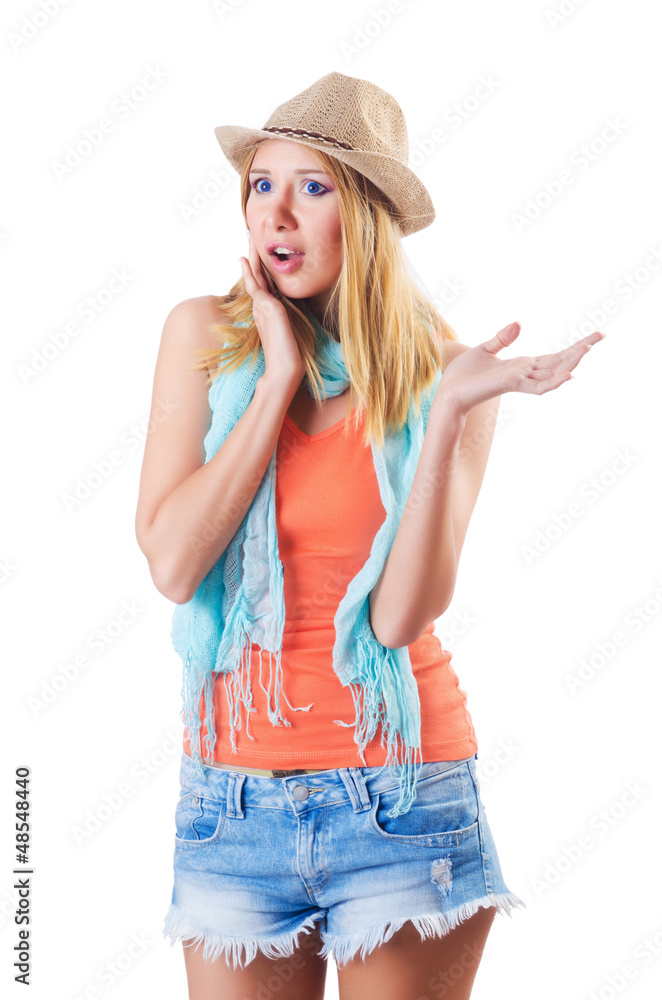 Happy attractive young woman ready for summer vacation Happy attractive young woman ready for summer vacation