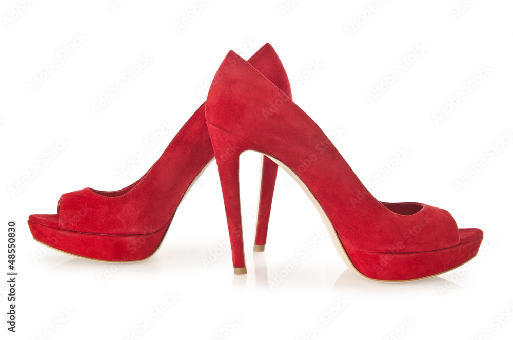 Red stylish woman shoes isolated on the white Red stylish woman shoes isolated on the white