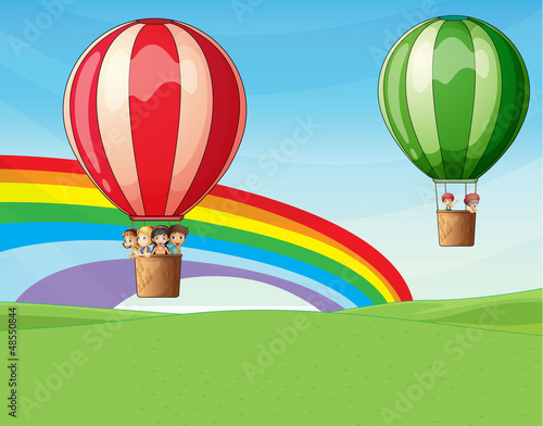 Air balloons carrying kids