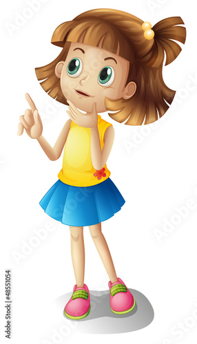 A short haired girl thinking