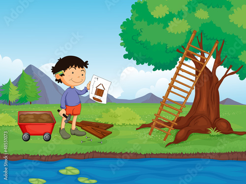 A carpenter with a sketch plan