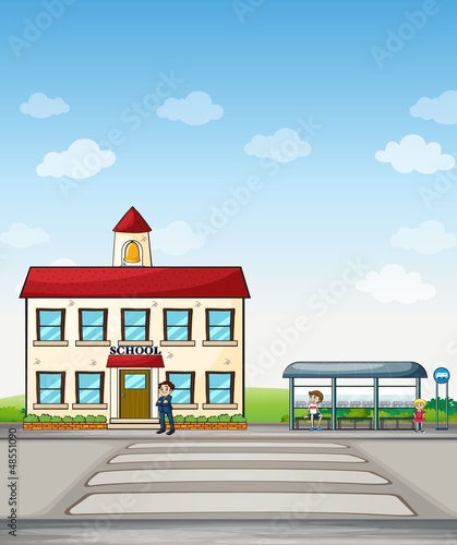 School and bus stop