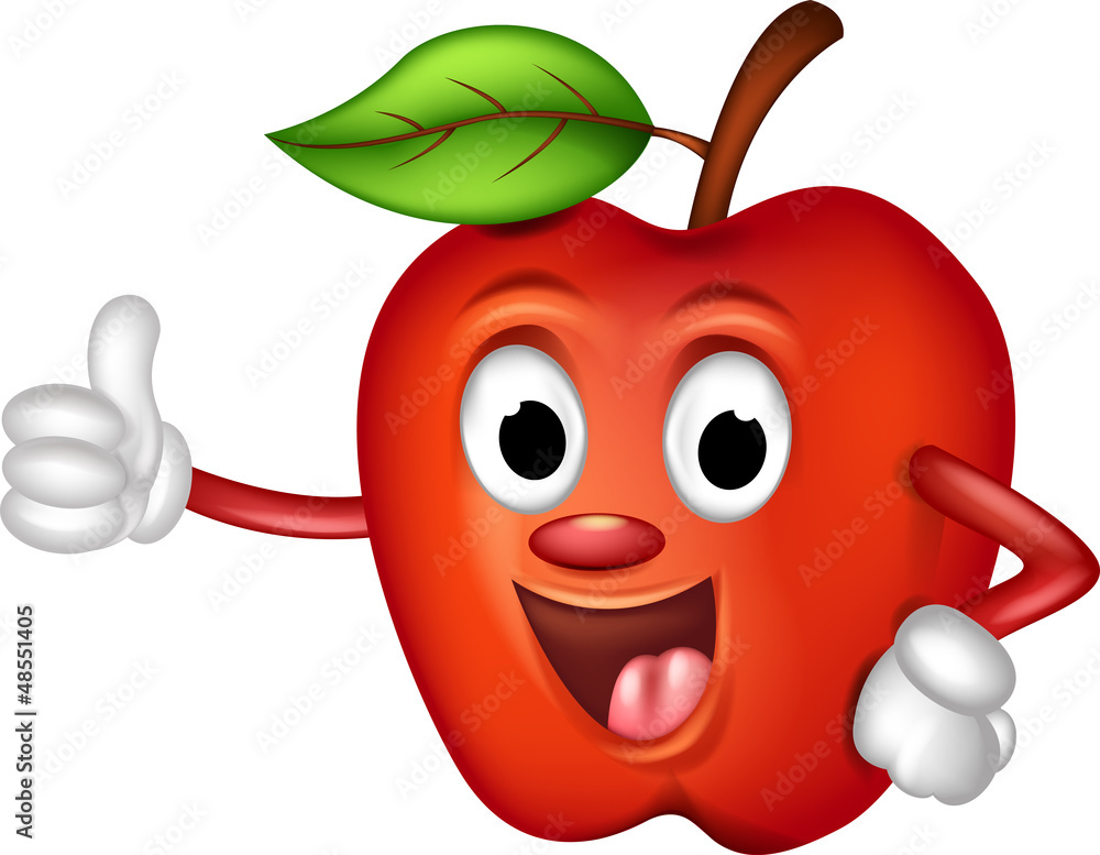 cute red apple cartoon thumbs up Stock Vector Adobe Stock