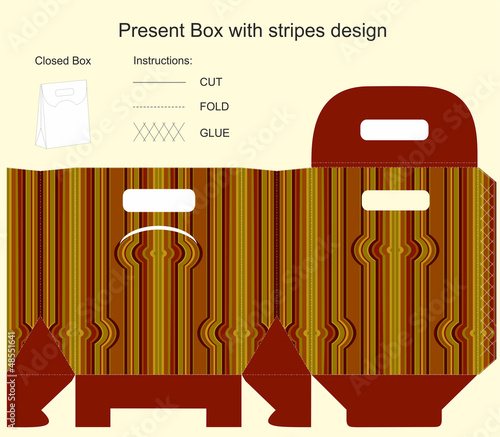 Template for gift box with stripes design