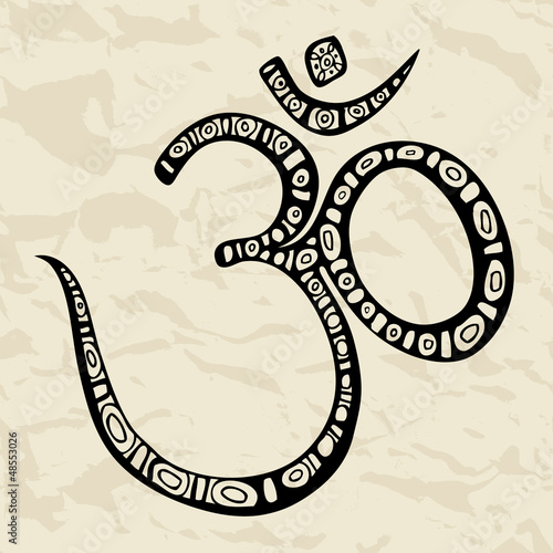 Ohm. Om Aum Symbol.  Hand drawn illustration.