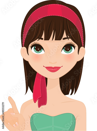 Girl pointing with her hand