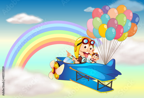 Monkeys riding on a plane