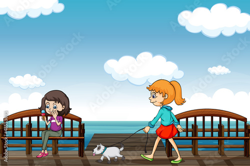 Two girls near the sea